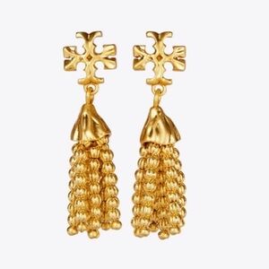 TORY BURCH Roxanne Gold Tassel Dangle Earrings $148 NWT